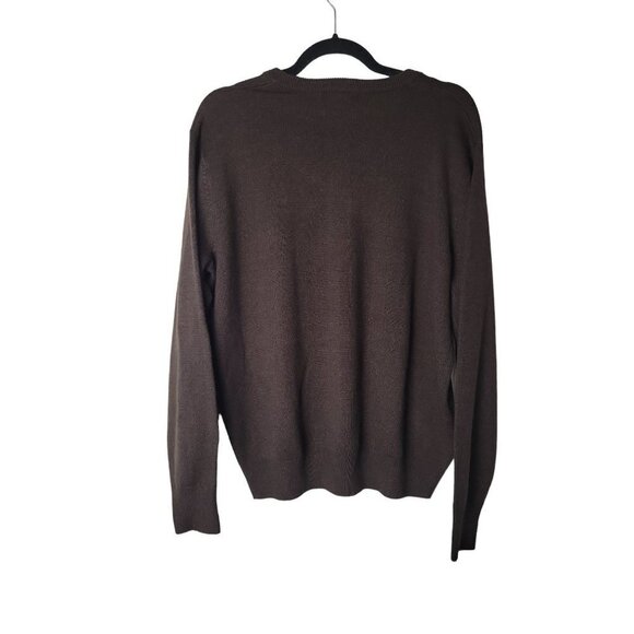 Geoffrey Beene VTG 90s Mens L Brown Argyle V Neck Cozy Pull Over Grandpa Sweater - Picture 2 of 10